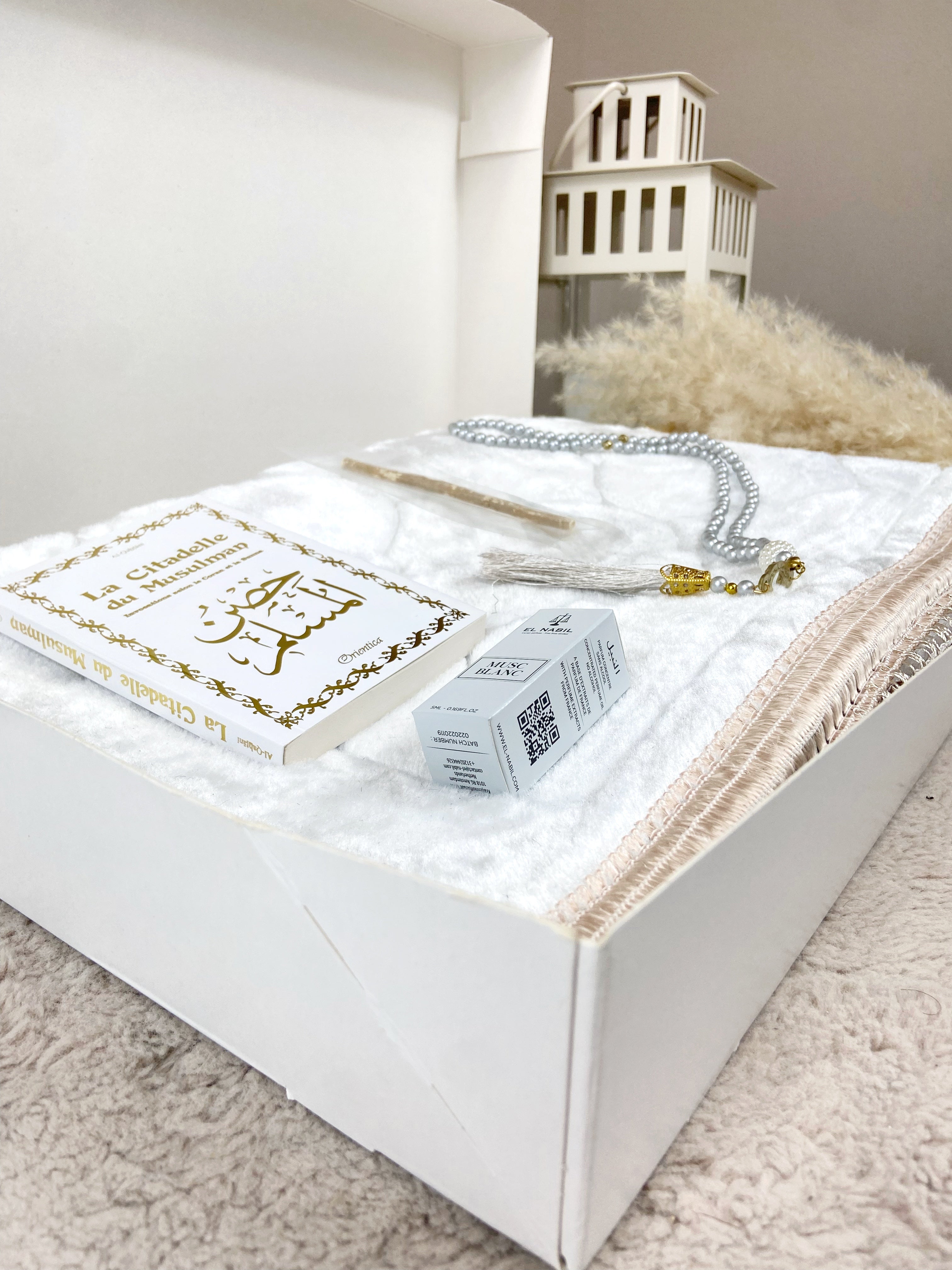 Coffret musulman blanc personnalisé – Cadeau islamique avec prénom