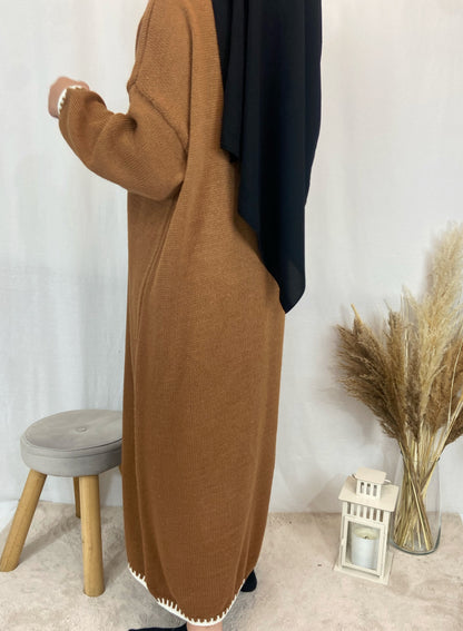 Robe longue surpiqûre camel