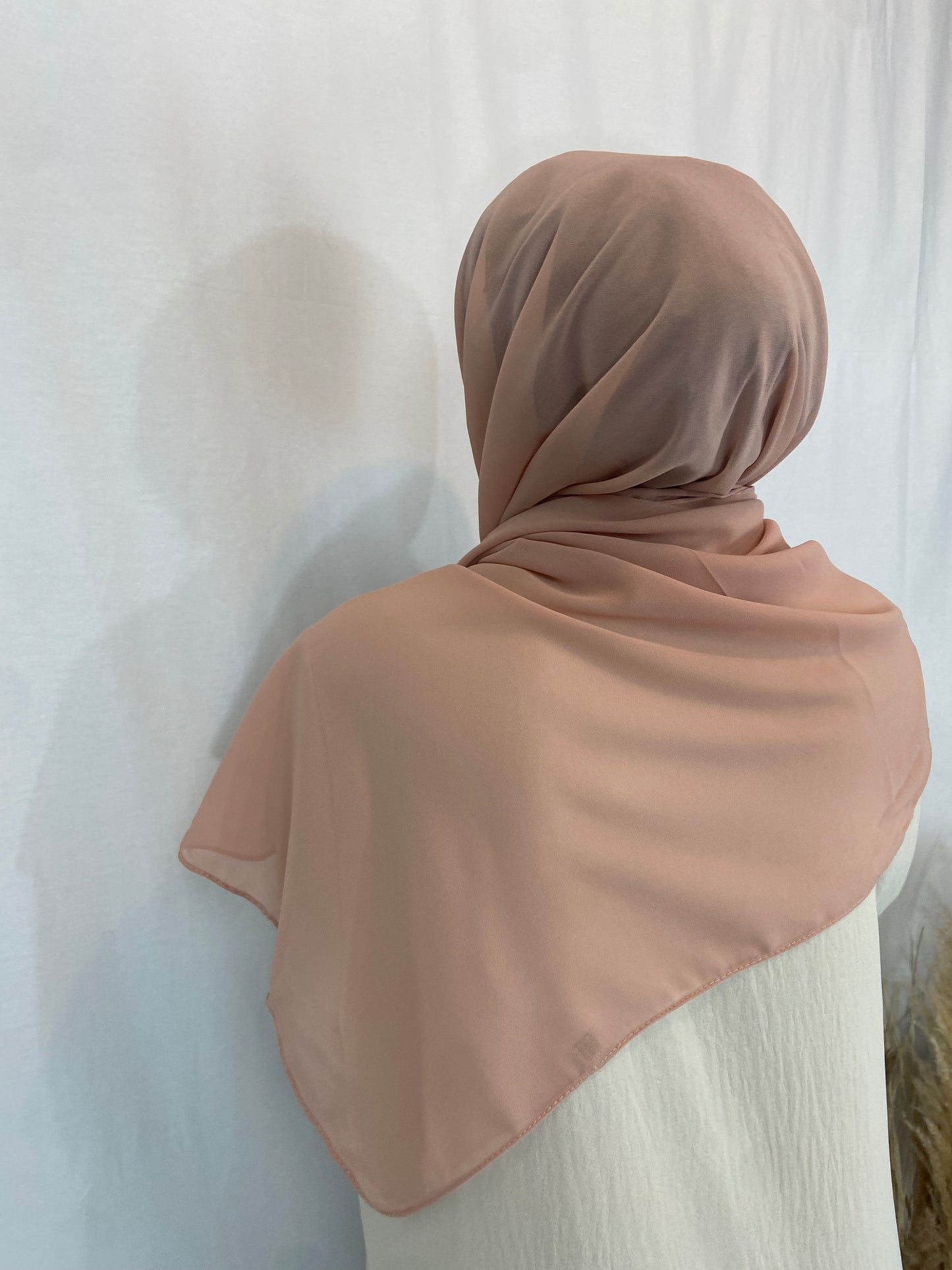 Hijab mousseline rose corail