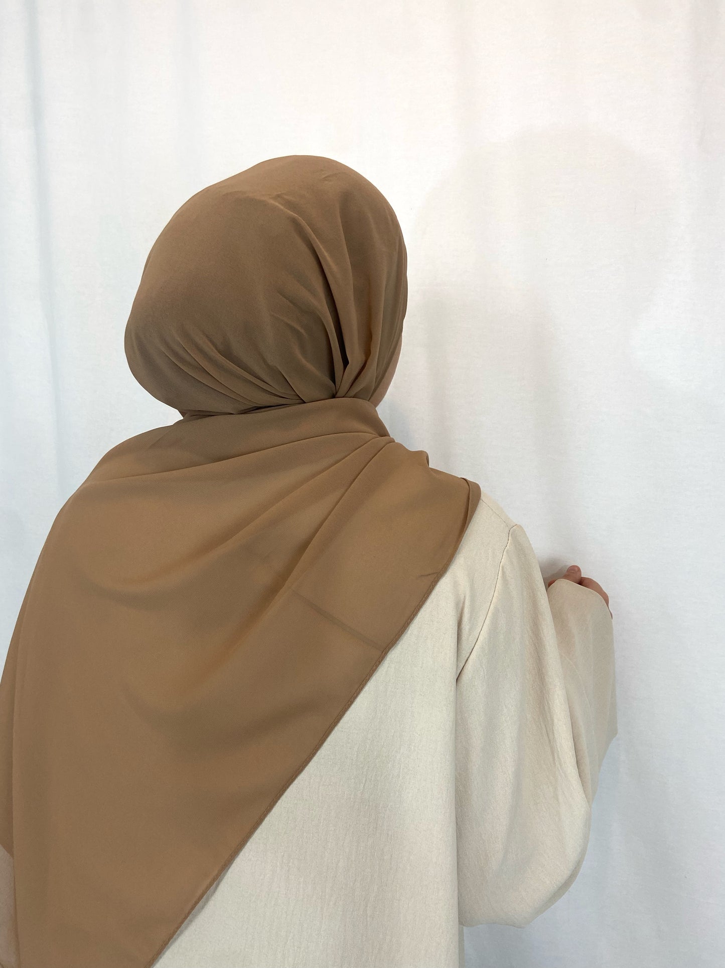 Hijab mousseline beige foncé