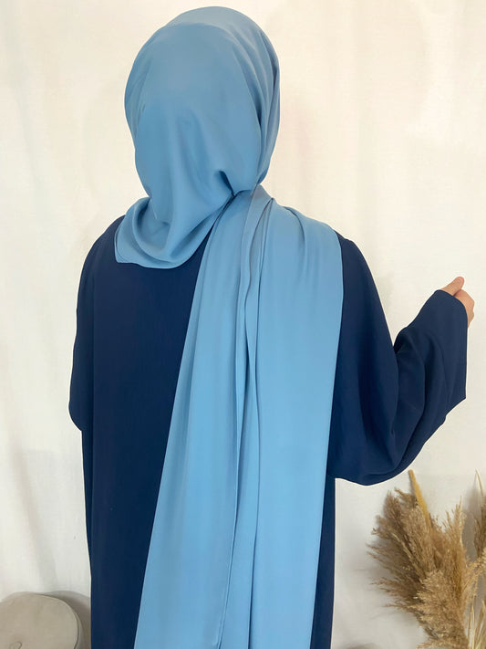 Hijab soie de Médine Bleu