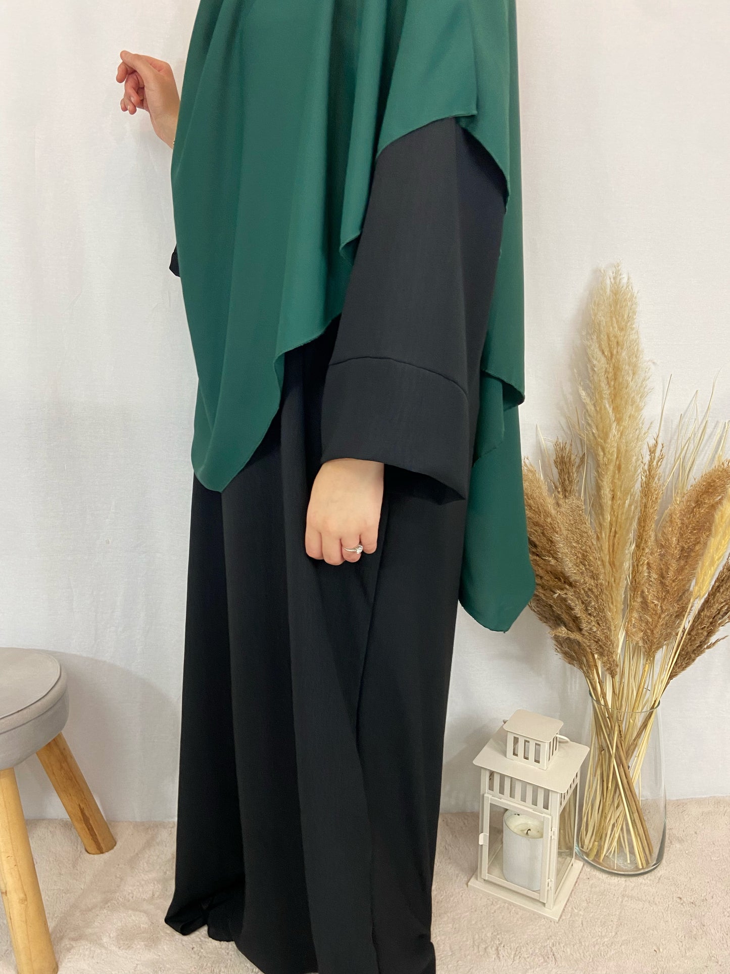 Khimar Soie de Médine long vert sapin