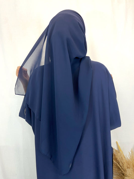 Hijab Mousseline bleu foncé