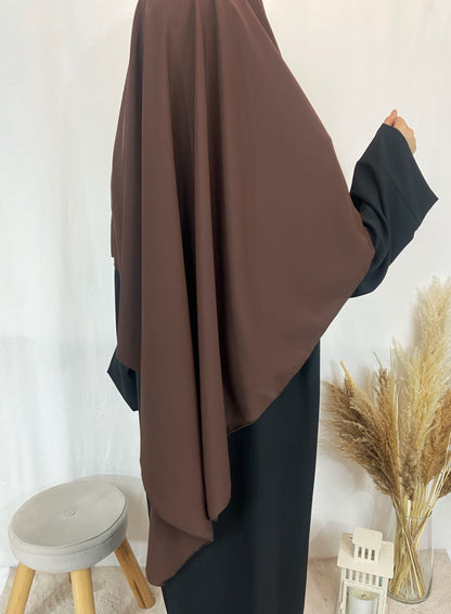 Khimar Soie de Médine Long Marron